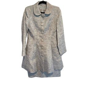 Vintage Daniel Hechter- Light Blue Tapestry Matching Sheath Dress & Overcoat